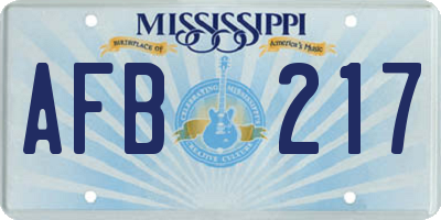 MS license plate AFB217
