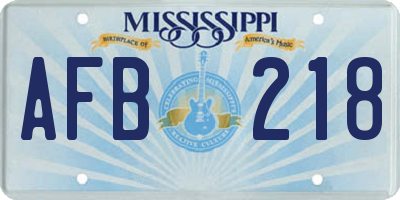 MS license plate AFB218