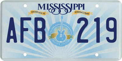 MS license plate AFB219