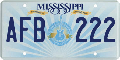 MS license plate AFB222