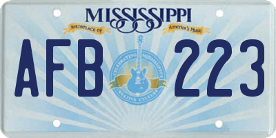 MS license plate AFB223