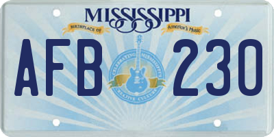 MS license plate AFB230
