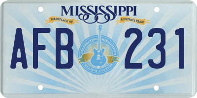 MS license plate AFB231