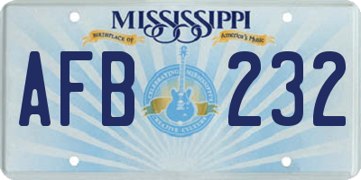 MS license plate AFB232