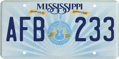 MS license plate AFB233