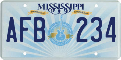 MS license plate AFB234