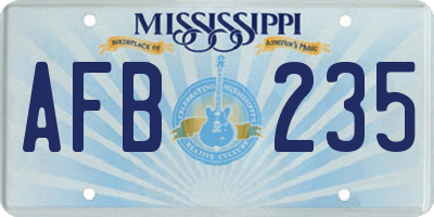 MS license plate AFB235