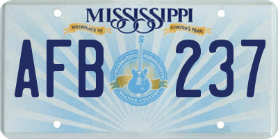 MS license plate AFB237