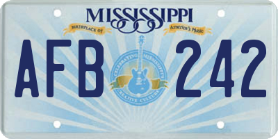 MS license plate AFB242