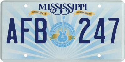 MS license plate AFB247