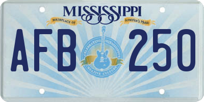 MS license plate AFB250