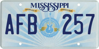 MS license plate AFB257