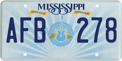 MS license plate AFB278