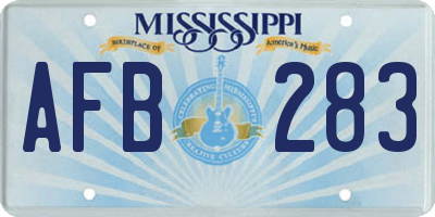 MS license plate AFB283