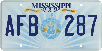 MS license plate AFB287