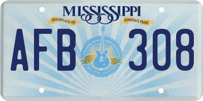 MS license plate AFB308