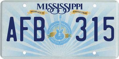 MS license plate AFB315