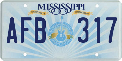 MS license plate AFB317