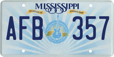 MS license plate AFB357