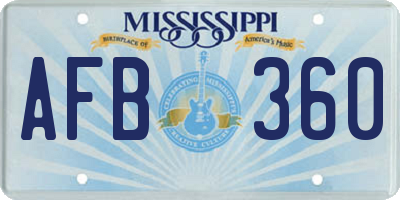 MS license plate AFB360