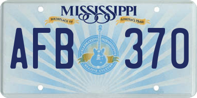 MS license plate AFB370