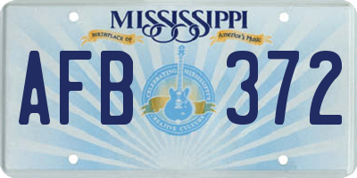 MS license plate AFB372