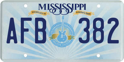 MS license plate AFB382
