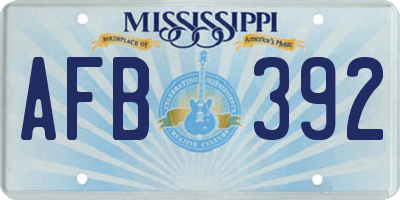 MS license plate AFB392