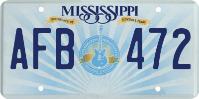 MS license plate AFB472
