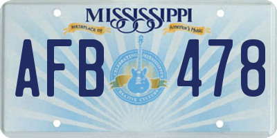 MS license plate AFB478