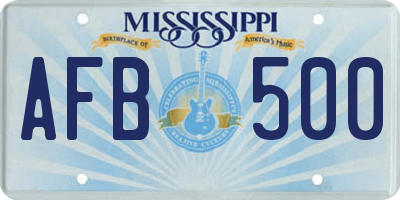 MS license plate AFB500