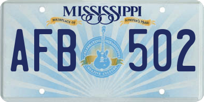 MS license plate AFB502