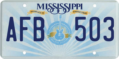 MS license plate AFB503