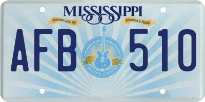MS license plate AFB510