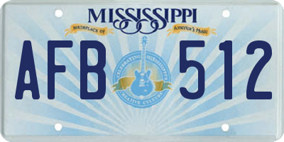 MS license plate AFB512