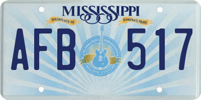 MS license plate AFB517