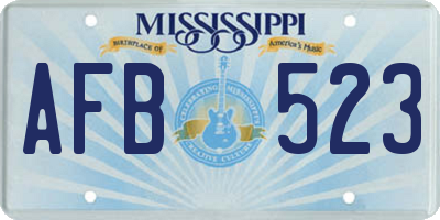 MS license plate AFB523
