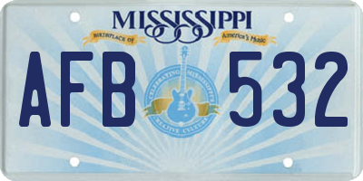 MS license plate AFB532