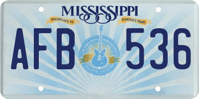 MS license plate AFB536