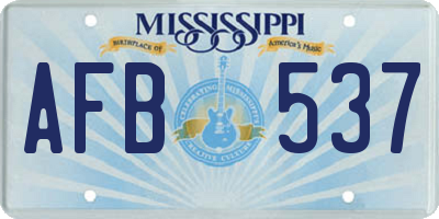MS license plate AFB537