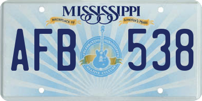 MS license plate AFB538