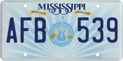 MS license plate AFB539