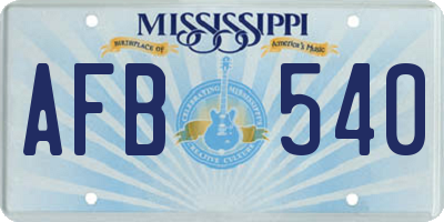 MS license plate AFB540