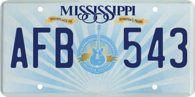 MS license plate AFB543