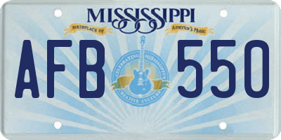 MS license plate AFB550