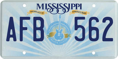 MS license plate AFB562