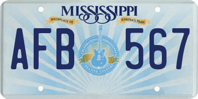 MS license plate AFB567