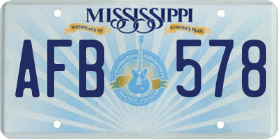 MS license plate AFB578