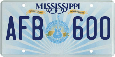 MS license plate AFB600