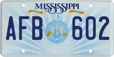 MS license plate AFB602